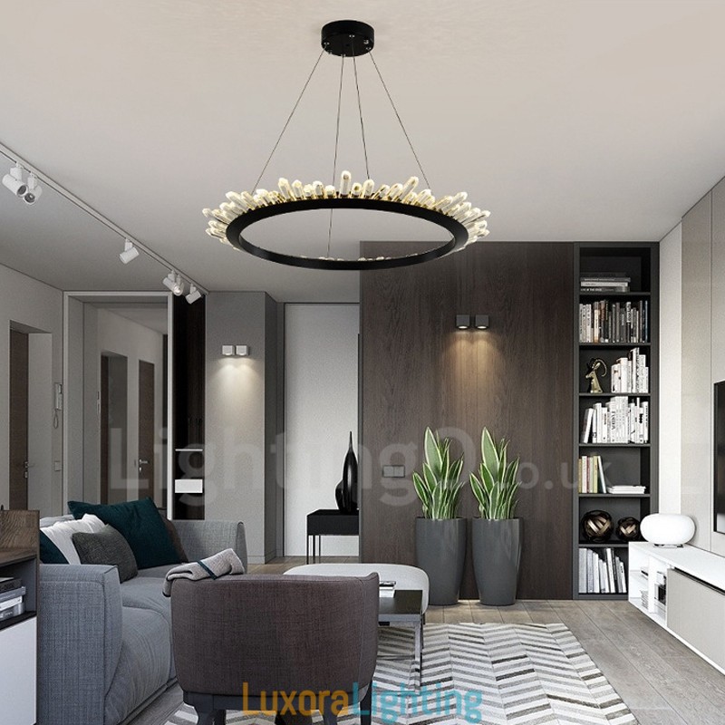 Designer Touch Decorative Modern Ring Shape Crystal Pendant Light