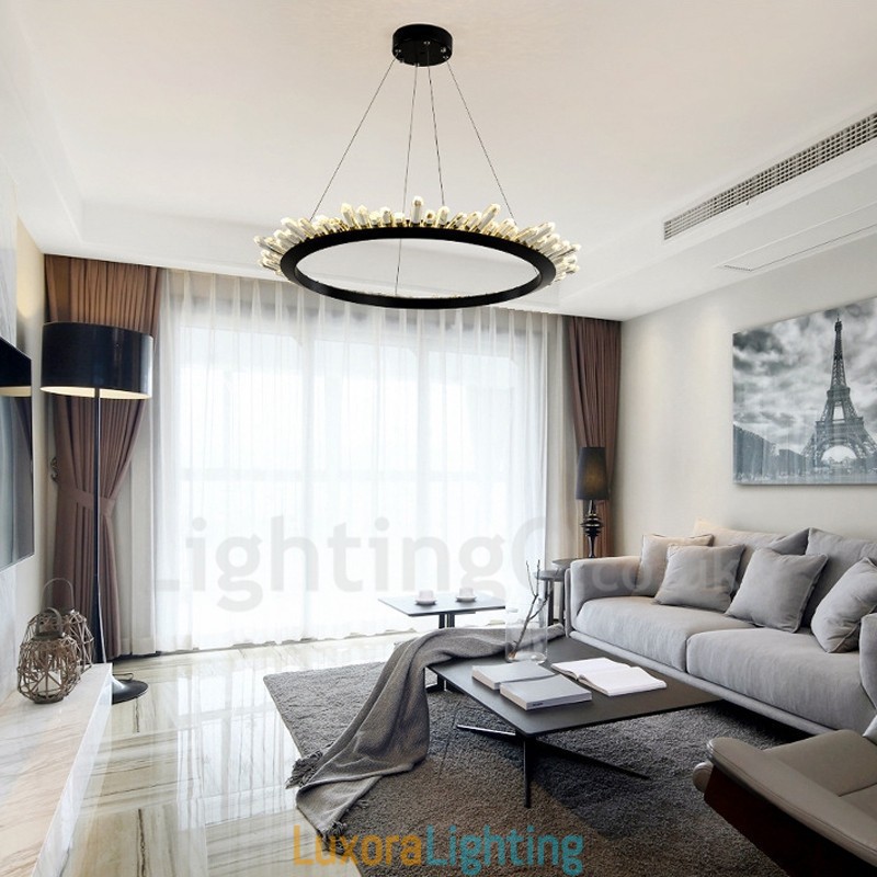 Designer Touch Decorative Modern Ring Shape Crystal Pendant Light