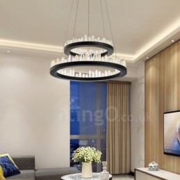 Designer Touch Decorative Modern Fashion Double Circle Crystal Pendant Light