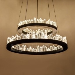 Designer Touch Decorative Modern Fashion Double Circle Crystal Pendant Light