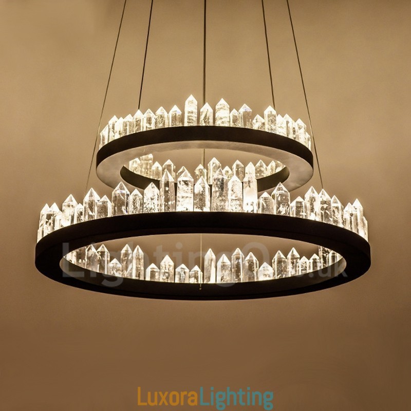 Designer Touch Decorative Modern Fashion Double Circle Crystal Pendant Light