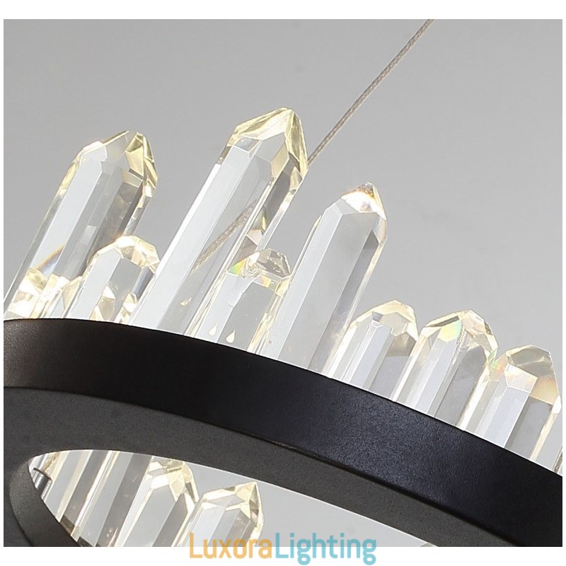 Designer Touch Decorative Modern Fashion Double Circle Crystal Pendant Light