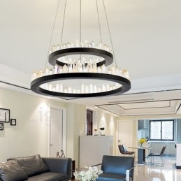 Designer Touch Decorative Modern Fashion Double Circle Crystal Pendant Light