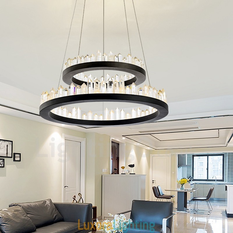 Designer Touch Decorative Modern Fashion Double Circle Crystal Pendant Light
