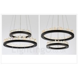 Designer Touch Decorative Modern Fashion Double Circle Crystal Pendant Light