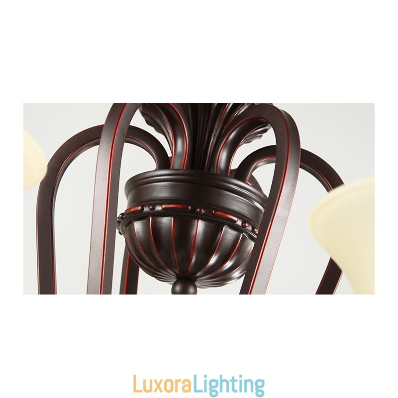 Designer Touch Decorative 24 Lights High Ceiling Vintage Country Island Painting Metal Chandelier with Glass Shades Hight Ceiling