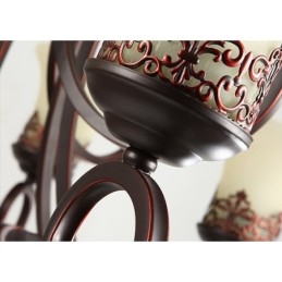 Designer Touch Decorative 24 Lights High Ceiling Vintage Country Island Painting Metal Chandelier with Glass Shades Hight Ceiling