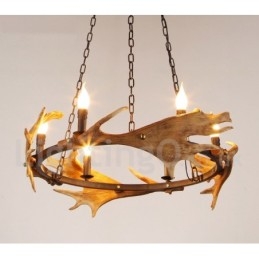 Designer Touch Decorative 6 Light Rustic Ring Antler Chandelier