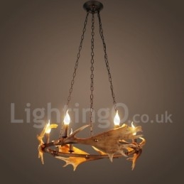 Designer Touch Decorative 6 Light Rustic Ring Antler Chandelier