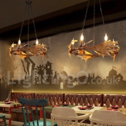 Designer Touch Decorative 6 Light Rustic Ring Antler Chandelier