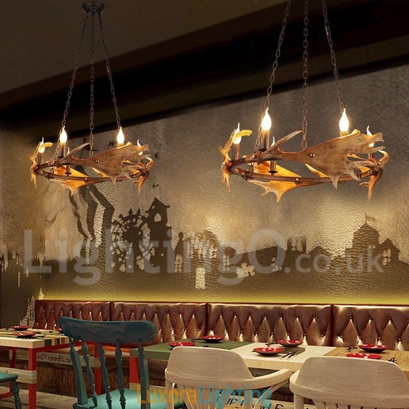 Designer Touch Decorative 6 Light Rustic Ring Antler Chandelier