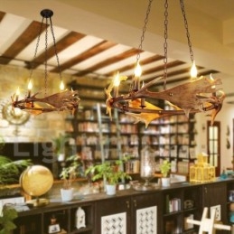 Designer Touch Decorative 6 Light Rustic Ring Antler Chandelier