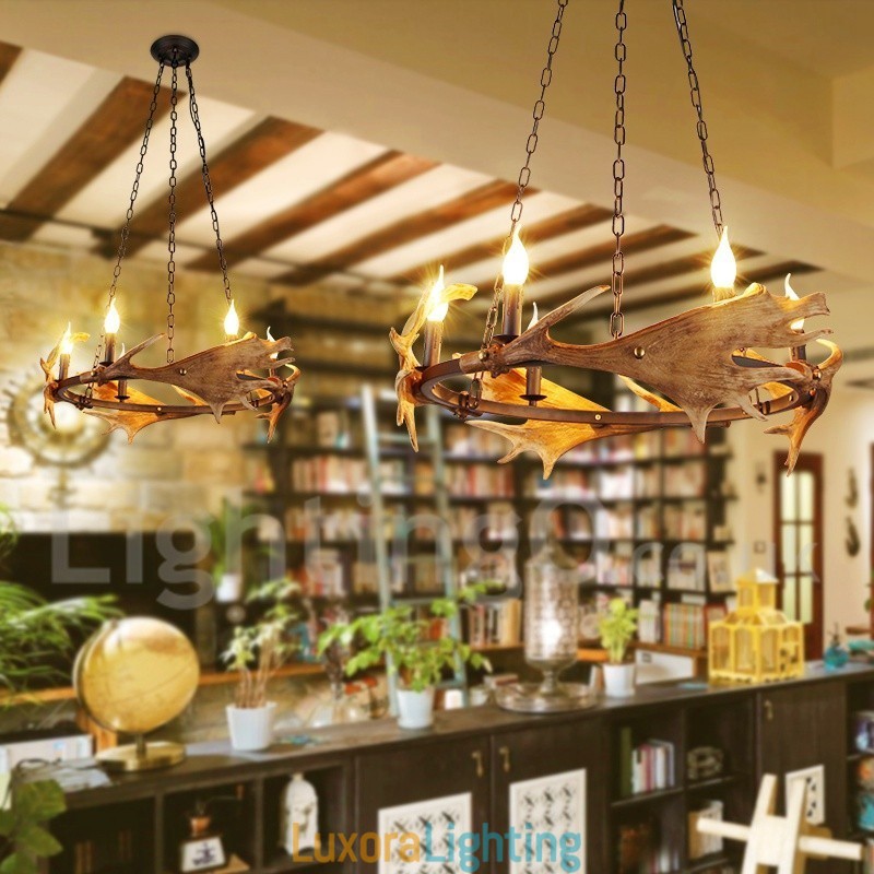 Designer Touch Decorative 6 Light Rustic Ring Antler Chandelier
