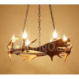 Designer Touch Decorative 6 Light Rustic Ring Antler Chandelier