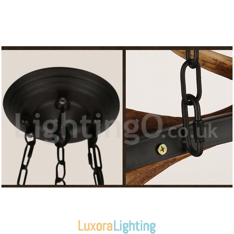 Designer Touch Decorative 6 Light Rustic Ring Antler Chandelier