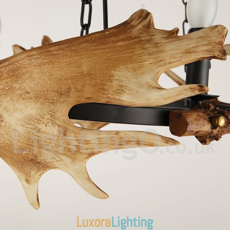Designer Touch Decorative 6 Light Rustic Ring Antler Chandelier