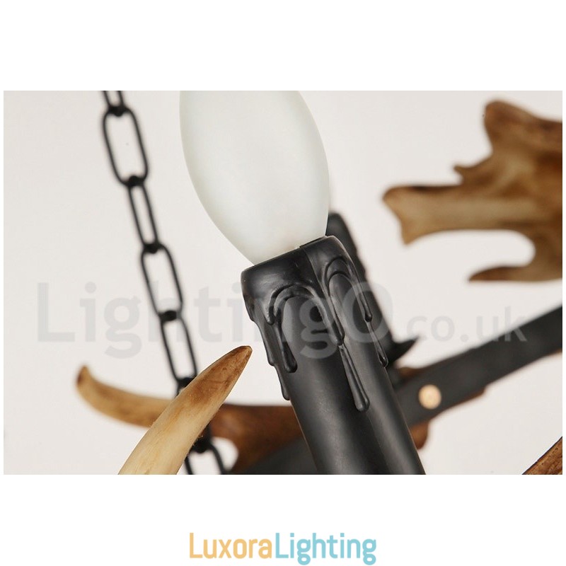 Designer Touch Decorative 6 Light Rustic Ring Antler Chandelier