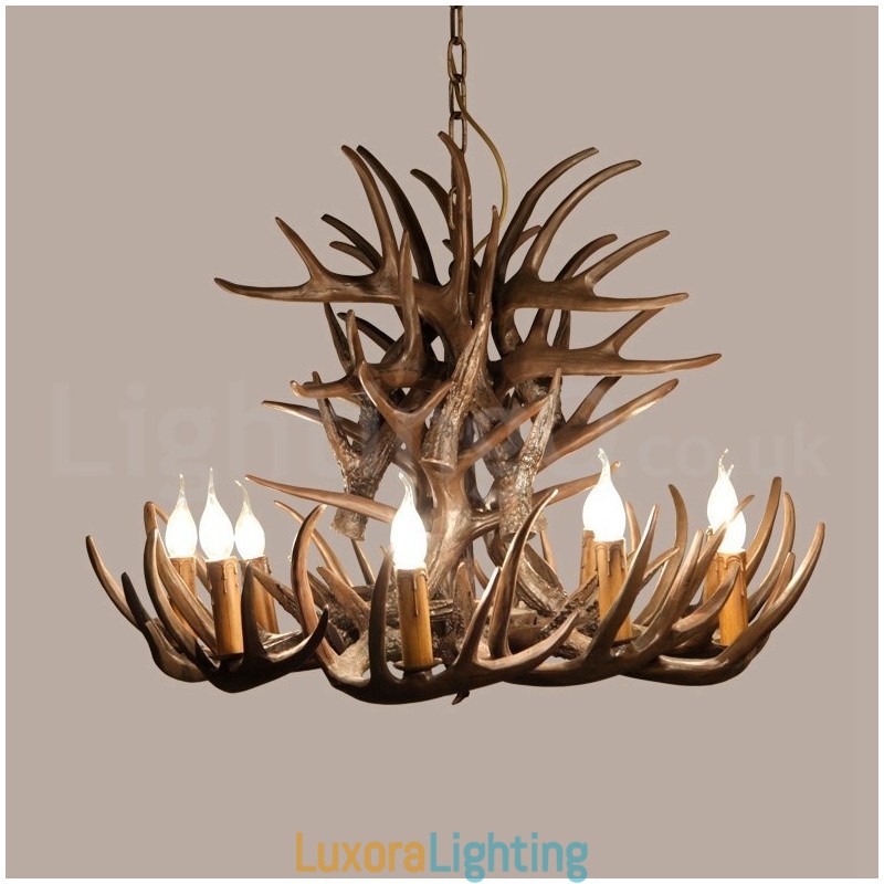 Designer Touch Decorative 9 Light Rustic Artistic Retro Antler Chandelier