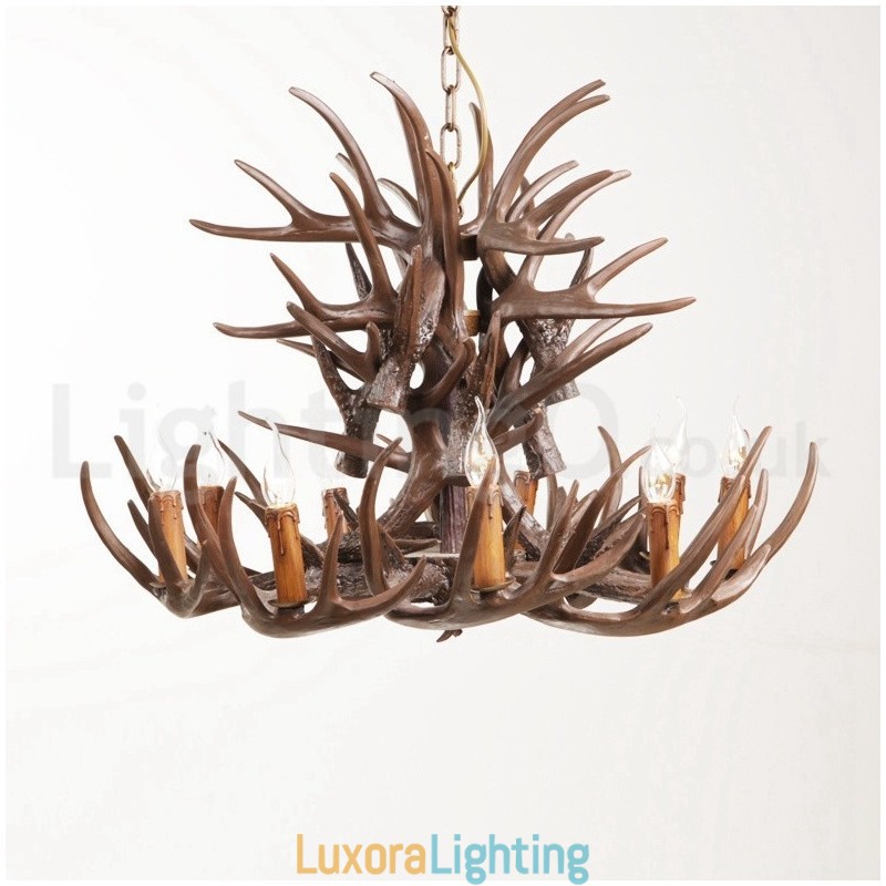 Designer Touch Decorative 9 Light Rustic Artistic Retro Antler Chandelier