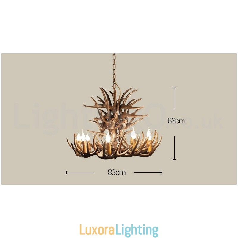 Designer Touch Decorative 9 Light Rustic Artistic Retro Antler Chandelier