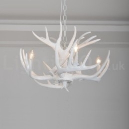 Designer Touch Decorative 4 Light Rustic Artistic Retro Antler White Chandelier