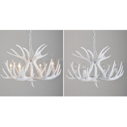 Designer Touch Decorative 4 Light Rustic Artistic Retro Antler White Chandelier