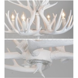 Designer Touch Decorative 4 Light Rustic Artistic Retro Antler White Chandelier