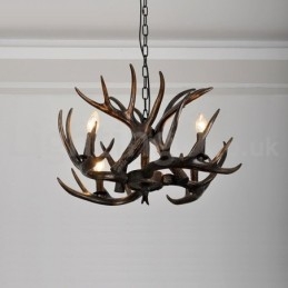 Designer Touch Decorative 4 Light Rustic Artistic Retro Antler Gradient Black Chandelier