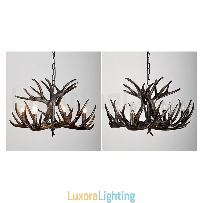 Designer Touch Decorative 4 Light Rustic Artistic Retro Antler Gradient Black Chandelier