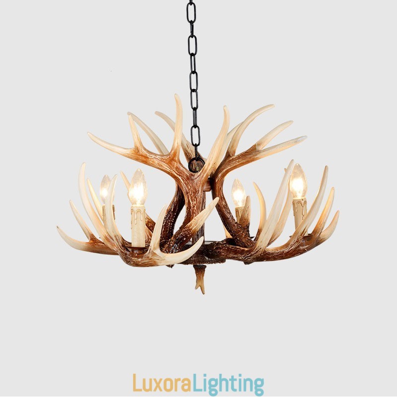Designer Touch Decorative 4 Light Rustic Artistic Retro Antler Antique Chandelier