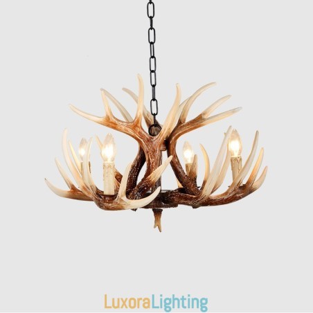 Designer Touch Decorative 4 Light Rustic Artistic Retro Antler Antique Chandelier