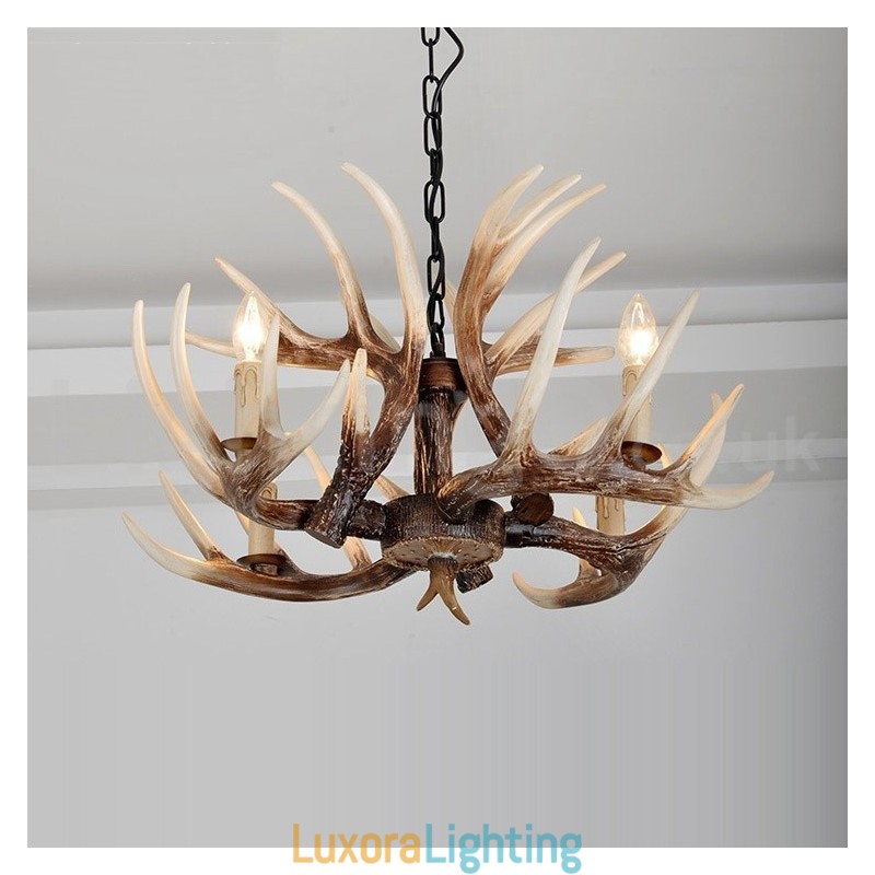 Designer Touch Decorative 4 Light Rustic Artistic Retro Antler Antique Chandelier