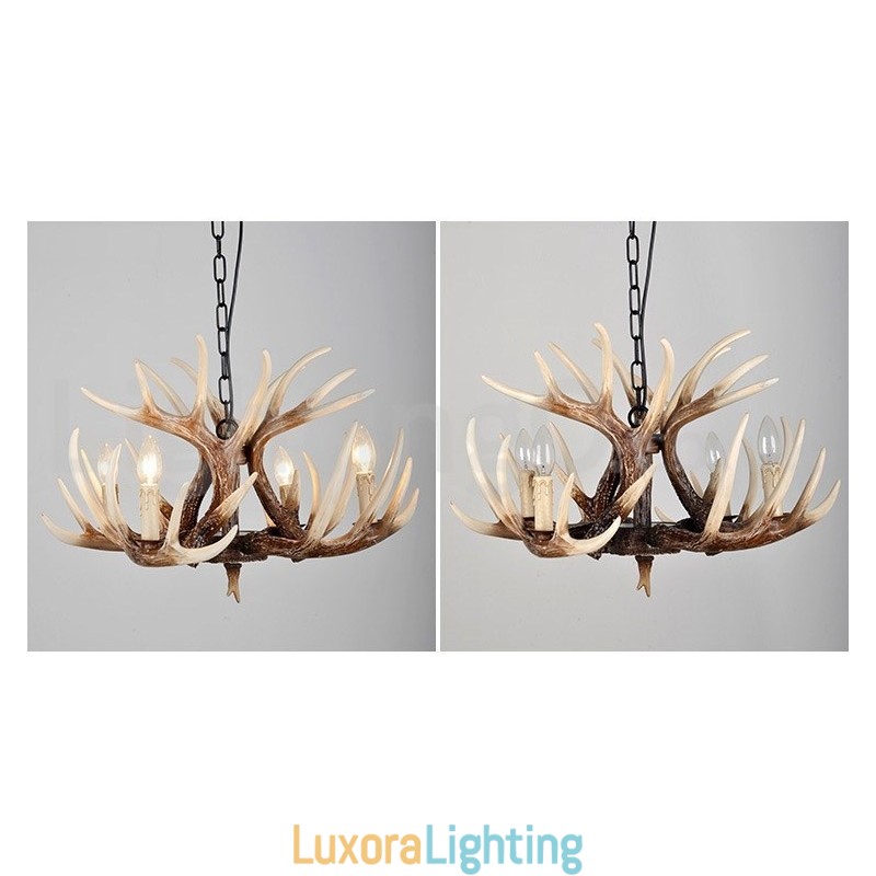 Designer Touch Decorative 4 Light Rustic Artistic Retro Antler Antique Chandelier