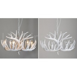 Designer Touch Decorative 6 Light Rustic Artistic Retro Antler White Chandelier