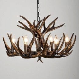 Designer Touch Decorative 6 Light Rustic Artistic Retro Antler Black Chandelier