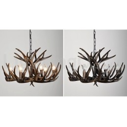Designer Touch Decorative 6 Light Rustic Artistic Retro Antler Black Chandelier