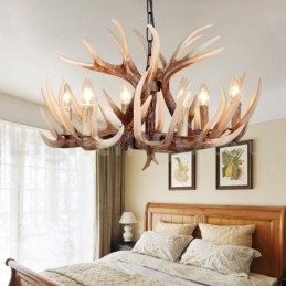 Designer Touch Decorative 6 Light Rustic Artistic Retro Antler Vintage Chandelier