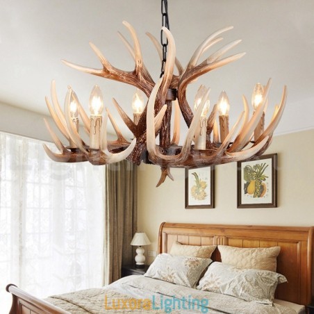 Designer Touch Decorative 6 Light Rustic Artistic Retro Antler Vintage Chandelier