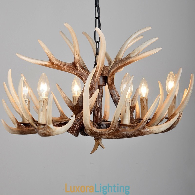 Designer Touch Decorative 6 Light Rustic Artistic Retro Antler Vintage Chandelier