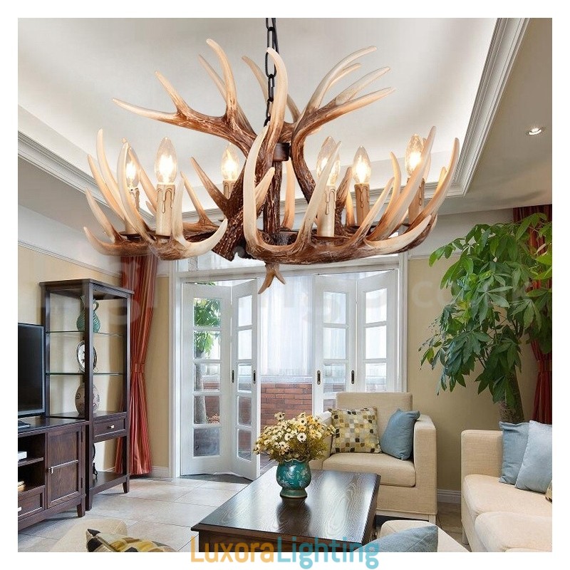 Designer Touch Decorative 6 Light Rustic Artistic Retro Antler Vintage Chandelier