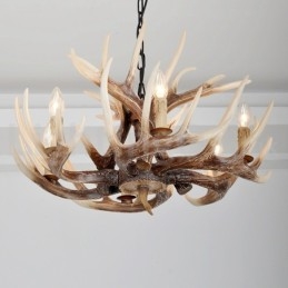 Designer Touch Decorative 6 Light Rustic Artistic Retro Antler Vintage Chandelier
