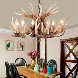 Designer Touch Decorative 6 Light Rustic Artistic Retro Antler Vintage Chandelier
