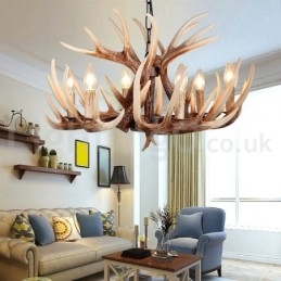 Designer Touch Decorative 6 Light Rustic Artistic Retro Antler Vintage Chandelier