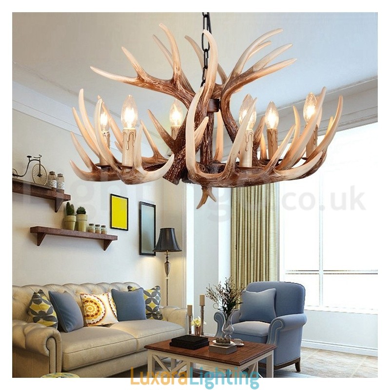 Designer Touch Decorative 6 Light Rustic Artistic Retro Antler Vintage Chandelier