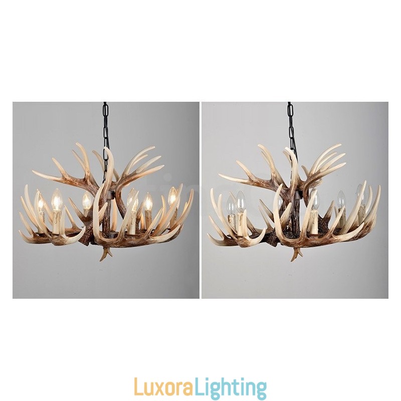 Designer Touch Decorative 6 Light Rustic Artistic Retro Antler Vintage Chandelier