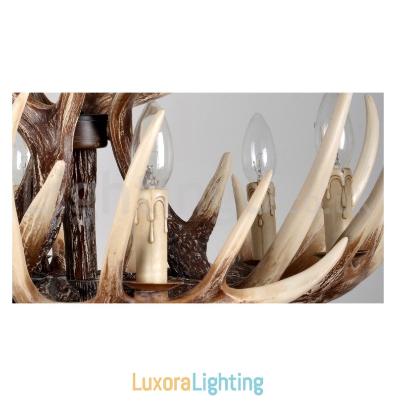 Designer Touch Decorative 6 Light Rustic Artistic Retro Antler Vintage Chandelier