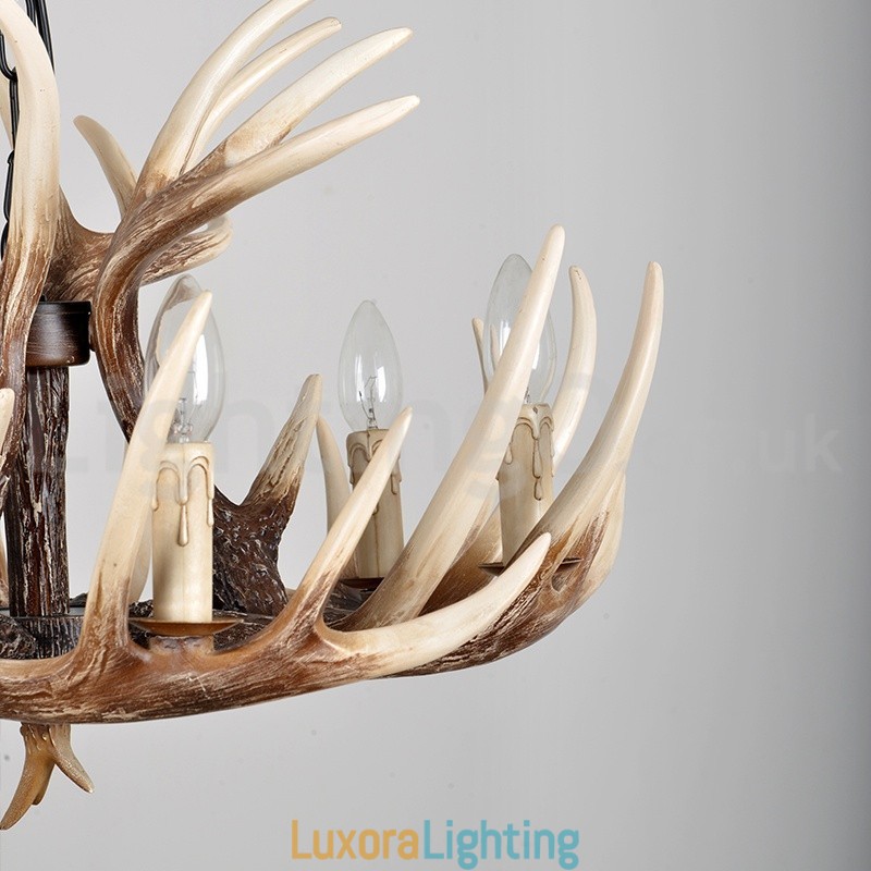Designer Touch Decorative 6 Light Rustic Artistic Retro Antler Vintage Chandelier