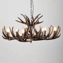 Designer Touch Decorative 9 Light Rustic Artistic Retro Antler Black Chandelier
