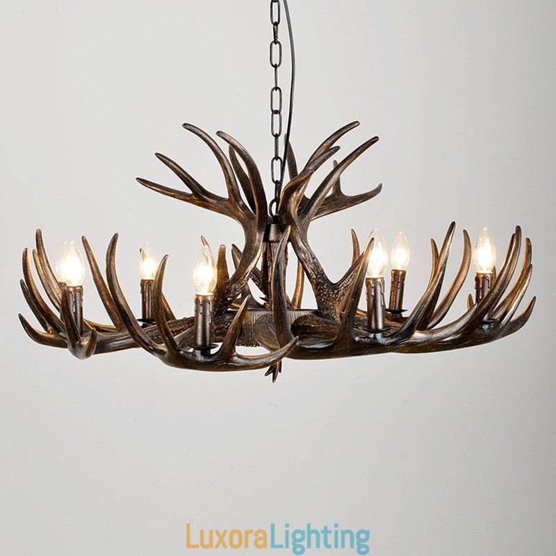Designer Touch Decorative 9 Light Rustic Artistic Retro Antler Black Chandelier