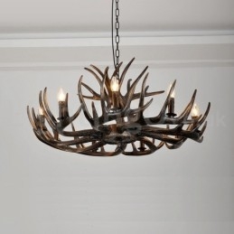 Designer Touch Decorative 9 Light Rustic Artistic Retro Antler Black Chandelier